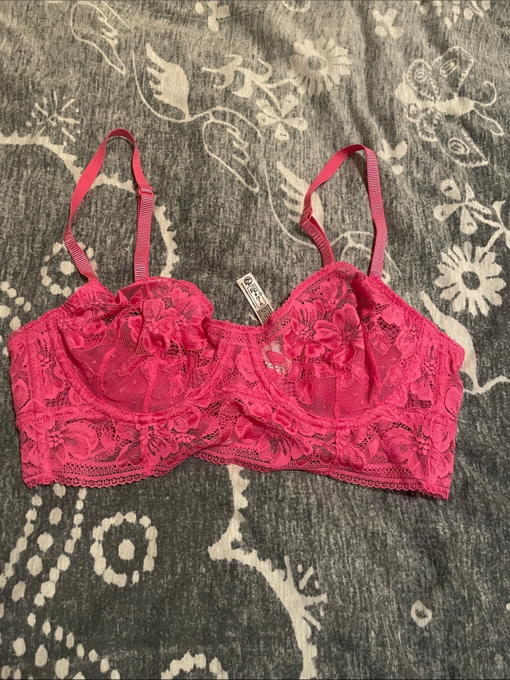 Intimately by Free People Hot Pink Lace Longline Bralette